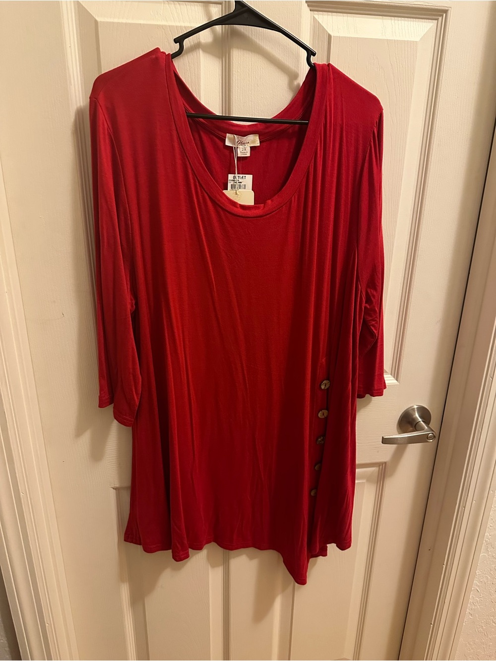 Misia Red Scoop Neck Tunic with Side Button Detail